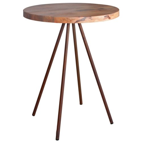 BURLINGTON Table de style industriel avec structure en acier, finition cuivré, plateau en bois.