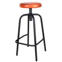 TABOURET MÉTAL ET CUIR DONOVAN style industriel | Trouvez-la chez MisterWils. Plus de 4000m² d'exposition1