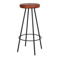 TABOURET HAUT MÉTAL ET CUIR BOB de style industriel | Trouvez-la chez MisterWils. Plus de 4000m² d'exposition. 1