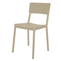 LISBOA Chaise pour usage intérieur ou extérieur, fibre de verre avec polypropylène via une technologie assistée par gaz. Empilable, protection anti-UV.