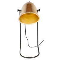 CAIMAN Lampe de table de style vintage, structure en tiges d'acier, finition noir, tulipe en acier, finition laiton.Culot E14. Max 40W.Dimensions: 18x22x41 cm