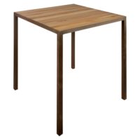 SHINE Table de style industriel avec structure de tubes en fer de 3cm, et plateau en bois de teck. Produit fabriqué par MisterWils, les dimensions et finitions sont personnalisables.