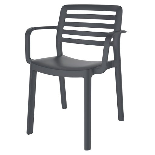 WIND ARMCHAIR Chaise fabriquée en polypropylène, adapté pour un usage intérieur ou extérieur. Protection anti-UV. Empilable. Couleurs disponibles: sable, blanc, marron, gris et rouge