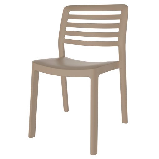 WIND Chaise fabriquée en polypropylène, adapté pour un usage intérieur ou extérieur. Protection anti-UV. Empilable. Couleurs disponibles: sable, blanc, marron, gris et rouge