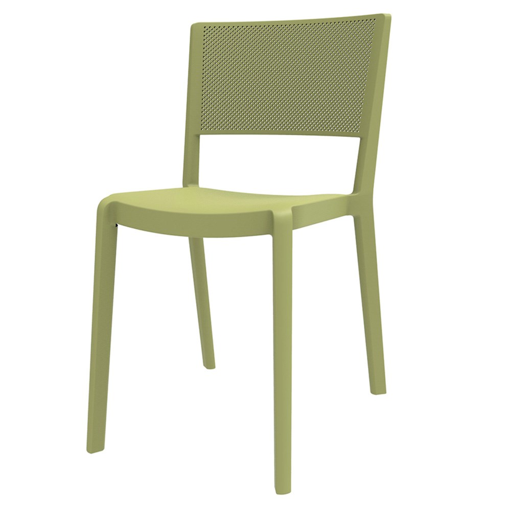 SPOT Chaise fabriquée en polypropylène, adaptée pour un usage intérieur ou extérieur. Protection anti-UV. Empilable. Dimensions: 54x45x78 cm. Couleurs disponibles: sable, bleu, blanc, marron, gris, rouge, vert.