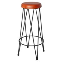 TABOURET HAUT MÉTAL ET CUIR PIGALLE style industriel | Trouvez-la chez MisterWils. Plus de 4000m² d'exposition. 1