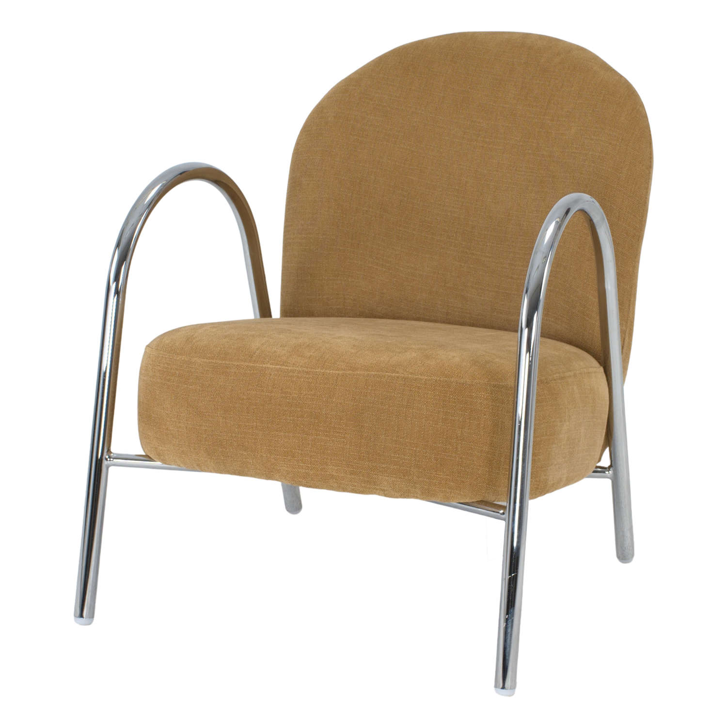CASEY Fauteuil tapissé de style contemporain. Tapissé en textile avec structure en acier. Mostaza