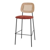 TABOURET HAUT TAPISSÉ CARDINAL style Mid Century | Trouvez-la chez MisterWils. Plus de 4000m² d'exposition. 1