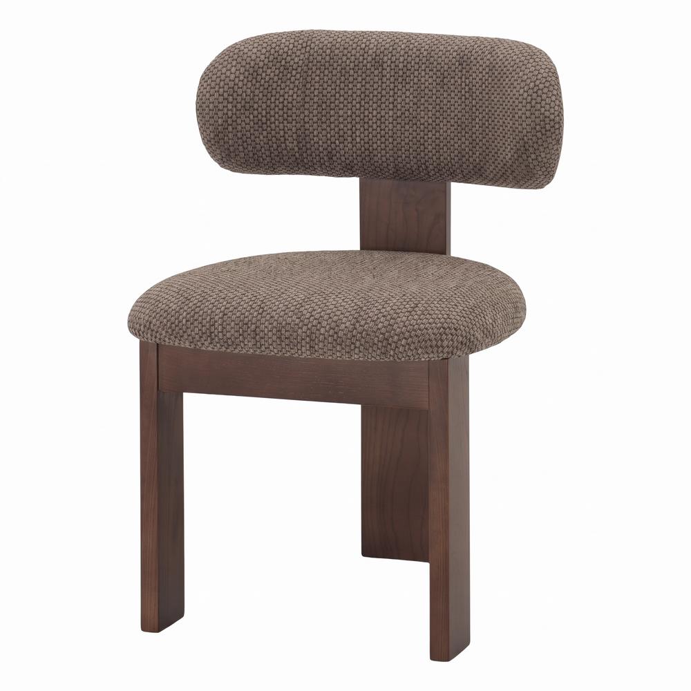 SILLA DE MADERA AIKAWA estilo Contemporáneo. Estructura de madera de olmo con tinte nogal y tapizado textil. No apta para exterior.
