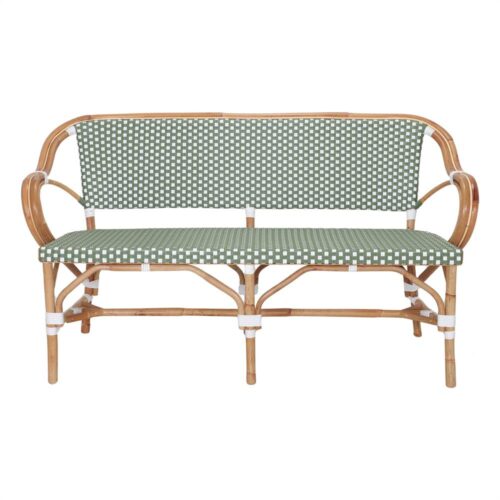 BANCO DE RATÁN ISONA estilo Bistró verde 1