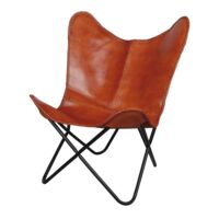 FAUTEUIL EN CUIR BUTTERFLY CARAMEL Chaise replique BKF | Trouvez-la chez MisterWils. Plus de 4000m² d'exposition. 1