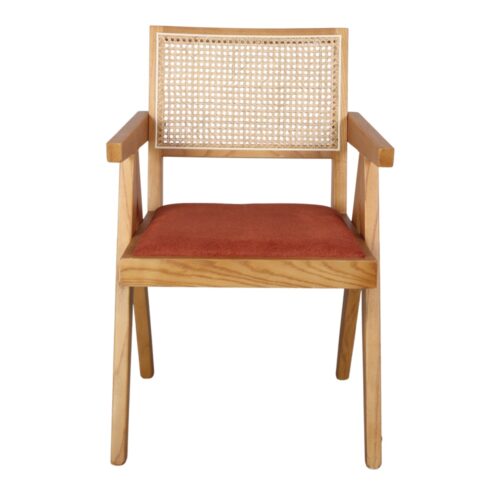 SILLA DE MADERA BALFORD NATURAL terracota frontal