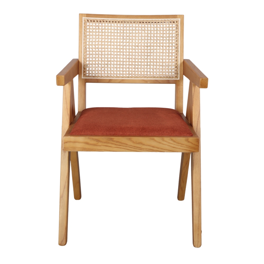 SILLA DE MADERA BALFORD NATURAL terracota frontal