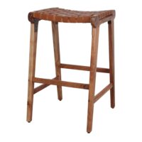TABOURET HAUT EN BOIS ET EN SIMILICUIR GOTZO | Trouvez-la chez MisterWils. Plus de 4000m² d'exposition. 4