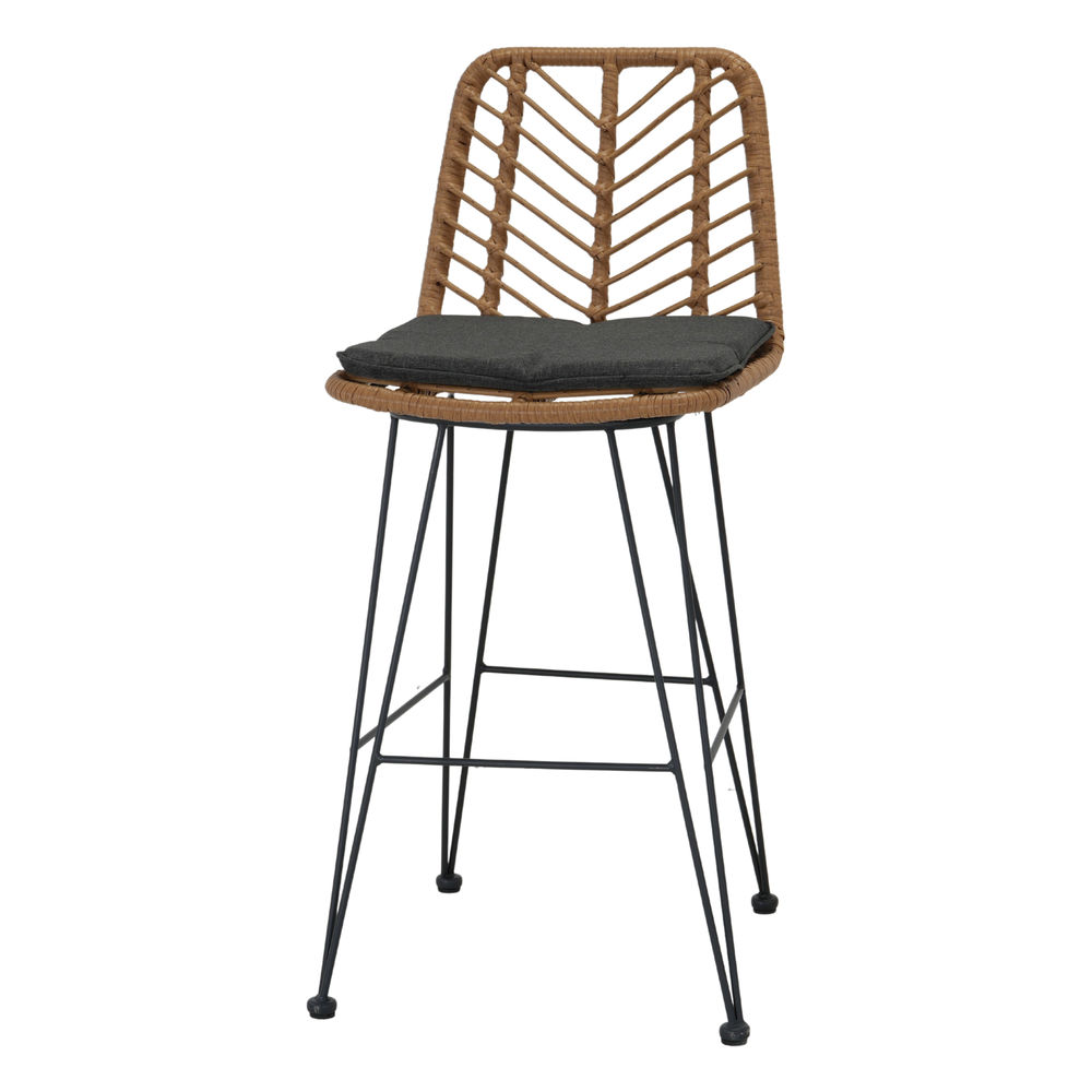 TABOURET HAUT EN MÉTAL ET EN ROTIN OLBIAC CONFORT