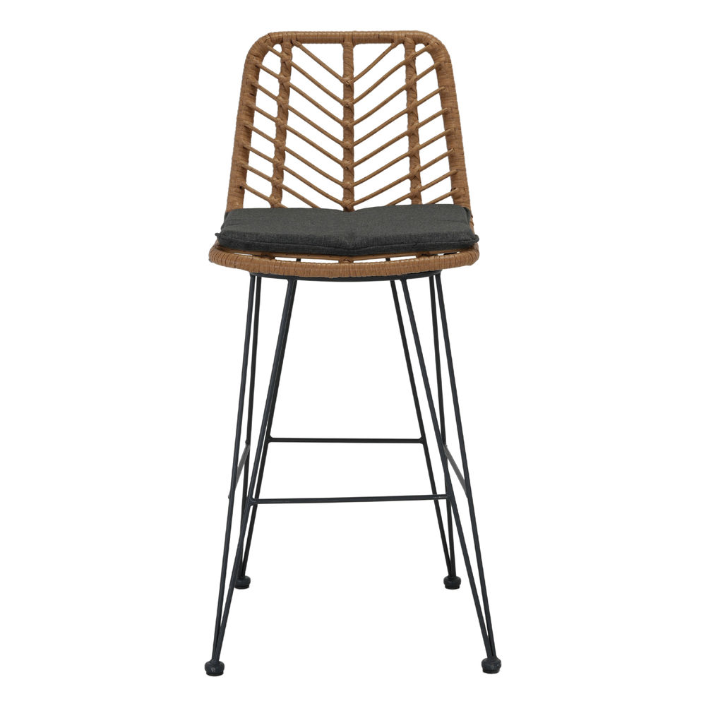 TABOURET HAUT EN MÉTAL ET EN ROTIN OLBIAC CONFORT