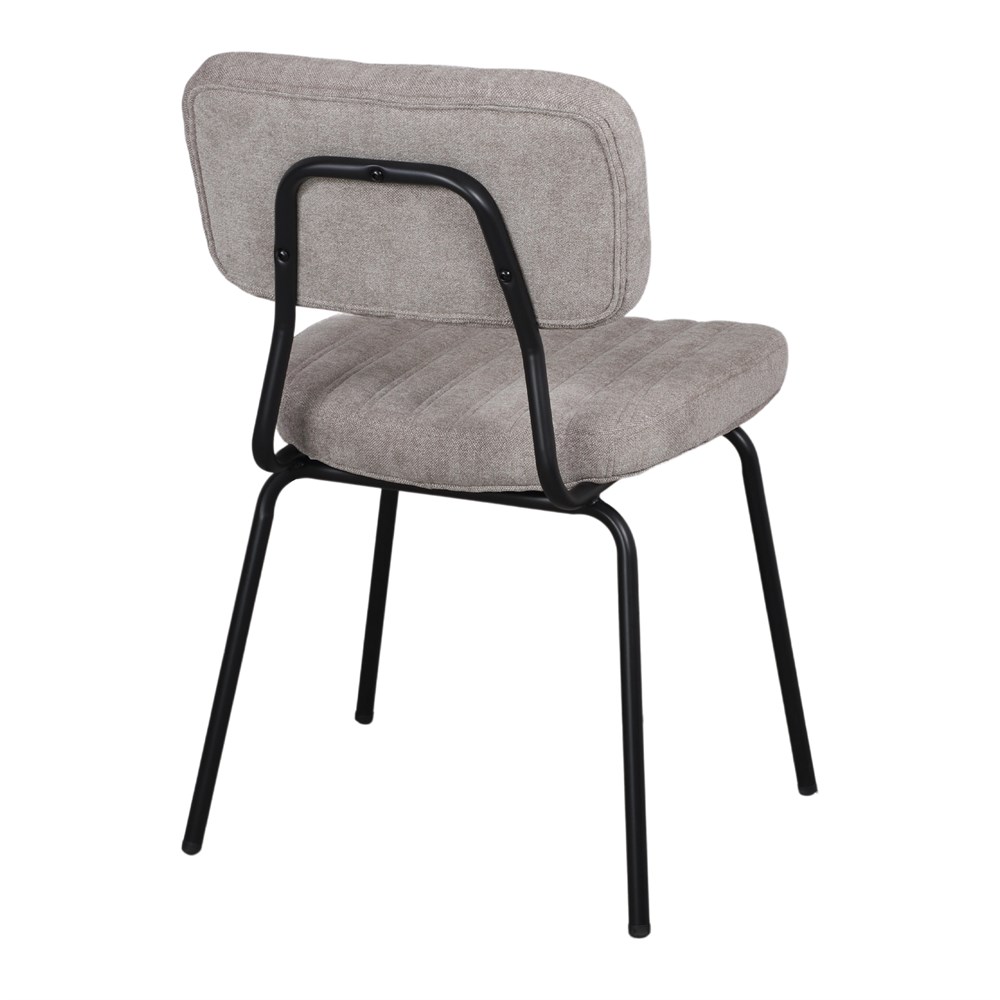 SILLA TAPIZADA CAROLO de estilo Industrial. Estructura fabricada en acero. Asiento y respaldo tapizado tostado trasera