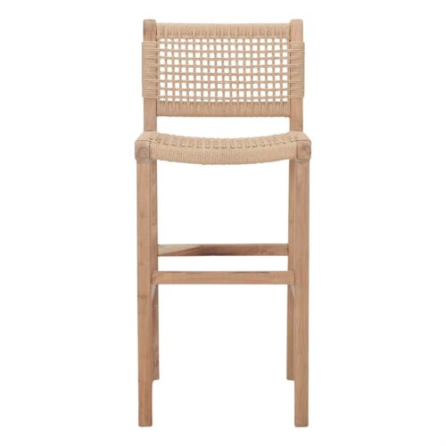 TABURETE ALTO DE MADERA Y CUERDA MORVEN estilo Mediterráneo 2