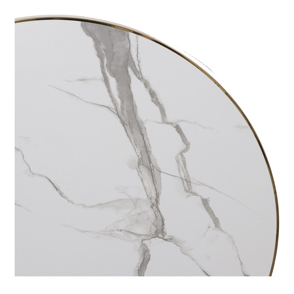 TAPA VENTIS BLANCA fabricada en melamina imitación mármol con marco dorado circular 70 3