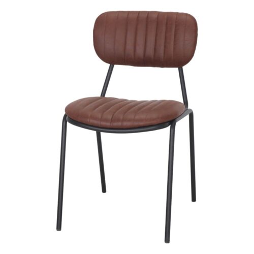 SILLA DE SÍMIL PIEL NEVELIA Estilo Industrial. Marrón 1