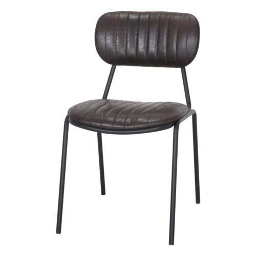SILLA DE SÍMIL PIEL NEVELIA Estilo Industrial Negra 1