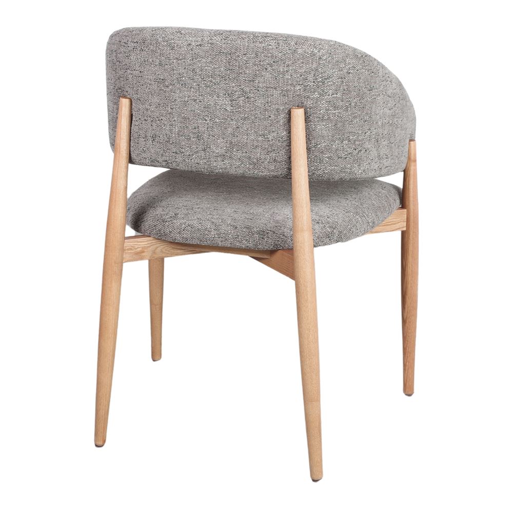 vista 3/4 espalda silla tapizada MOGI gris