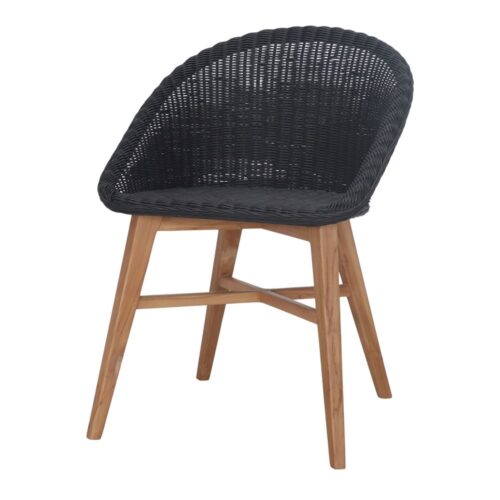 SILLA DE MADERA Y RATÁN SINTÉTICO DEMPO estilo Mediterráneo negro