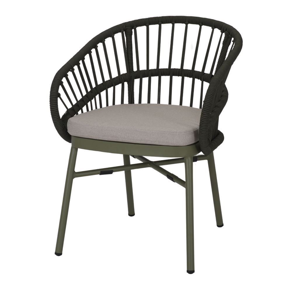 SILLA DE CUERDA Y METAL HORIZON estilo Mediterráneo. VERDE 1