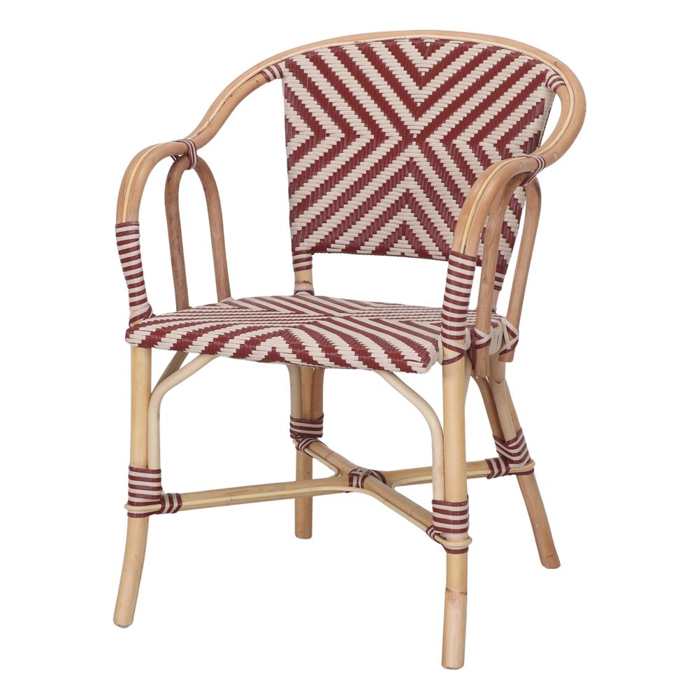 SILLA DE RATÁN LISBON estilo Bistró burdeos 1