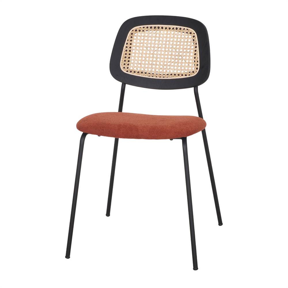 SILLA TAPIZADA MELITA estilo Mid Century. teja 1