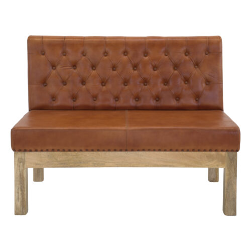 BANCO DE MADERA Y PIEL GABBY estilo Vintage 1