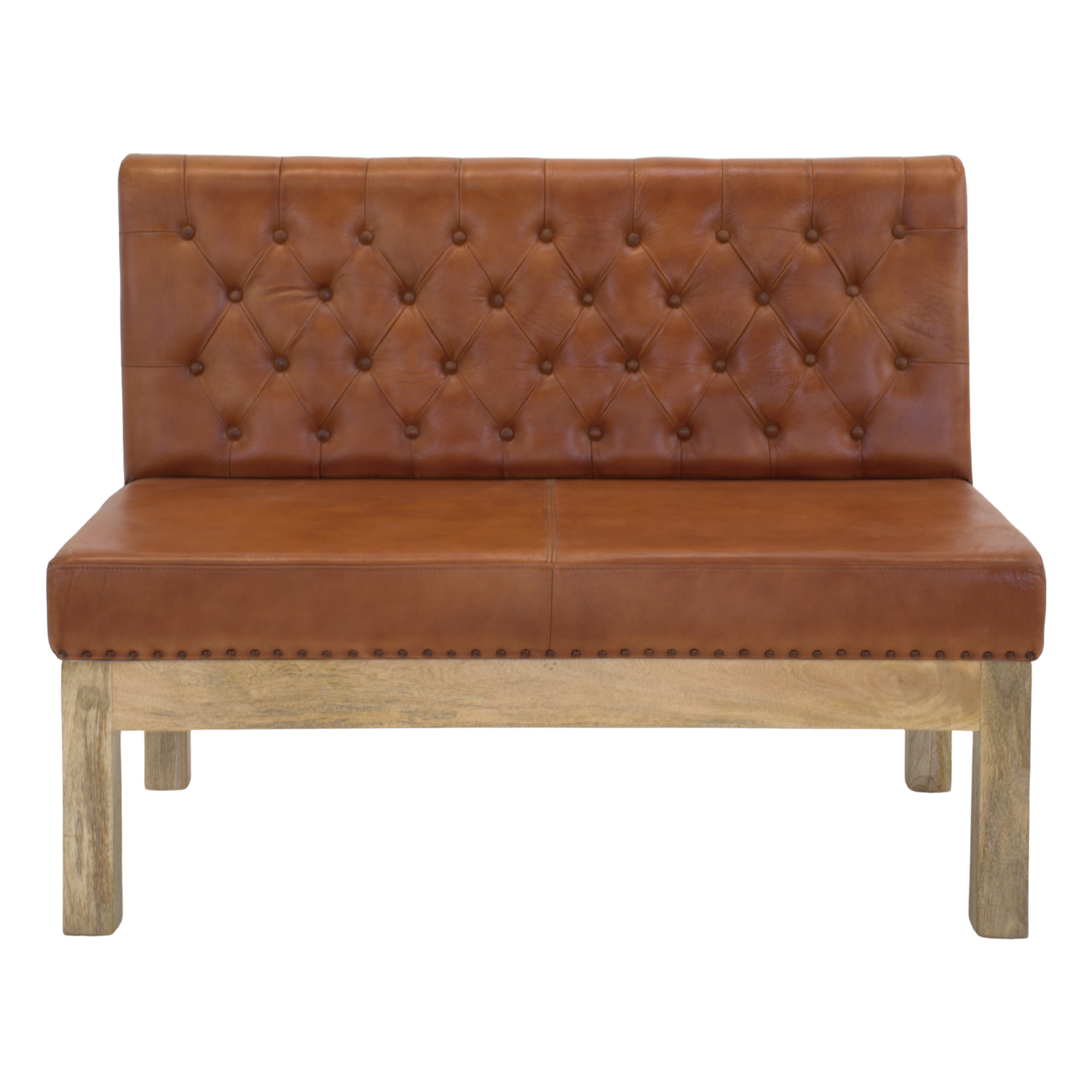 BANCO DE MADERA Y PIEL GABBY estilo Vintage 1