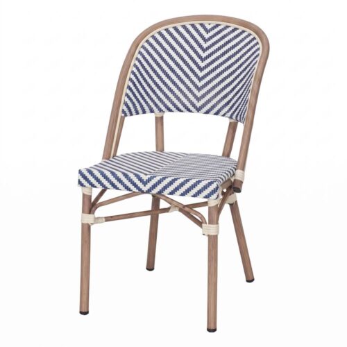 CHAISE D'EXTÉRIEUR BLUMAR, structure en aluminium, assise en rotin synthétique, idéale pour l'extérieur.