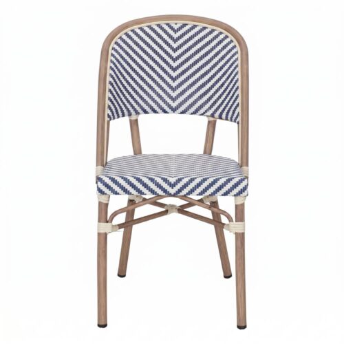CHAISE D'EXTÉRIEUR BLUMAR, structure en aluminium, assise en rotin synthétique, idéale pour l'extérieur.