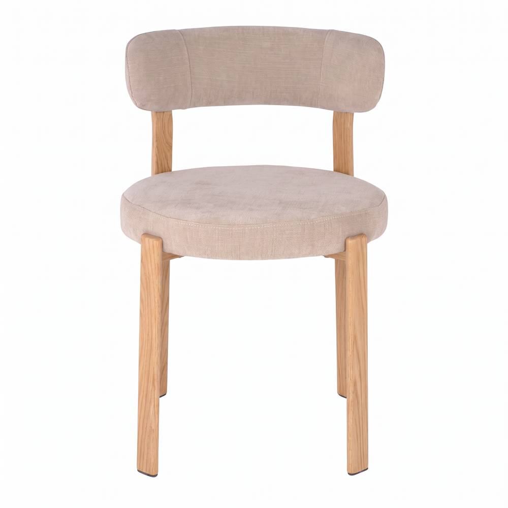 Silla tapizada Yoko, de estilo Contemporáneo.
Estructura de acero con cabado en imitación madera de roble.
Asiento y respaldo tapizados en textil.
frontal